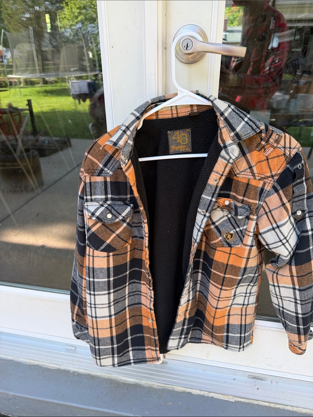 Unbranded Orange Black Plaid Teddy-Lined Jacket